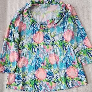 Anthony's Resort Wear Colorful Tropical Long Sleeve Top Size M Preowned